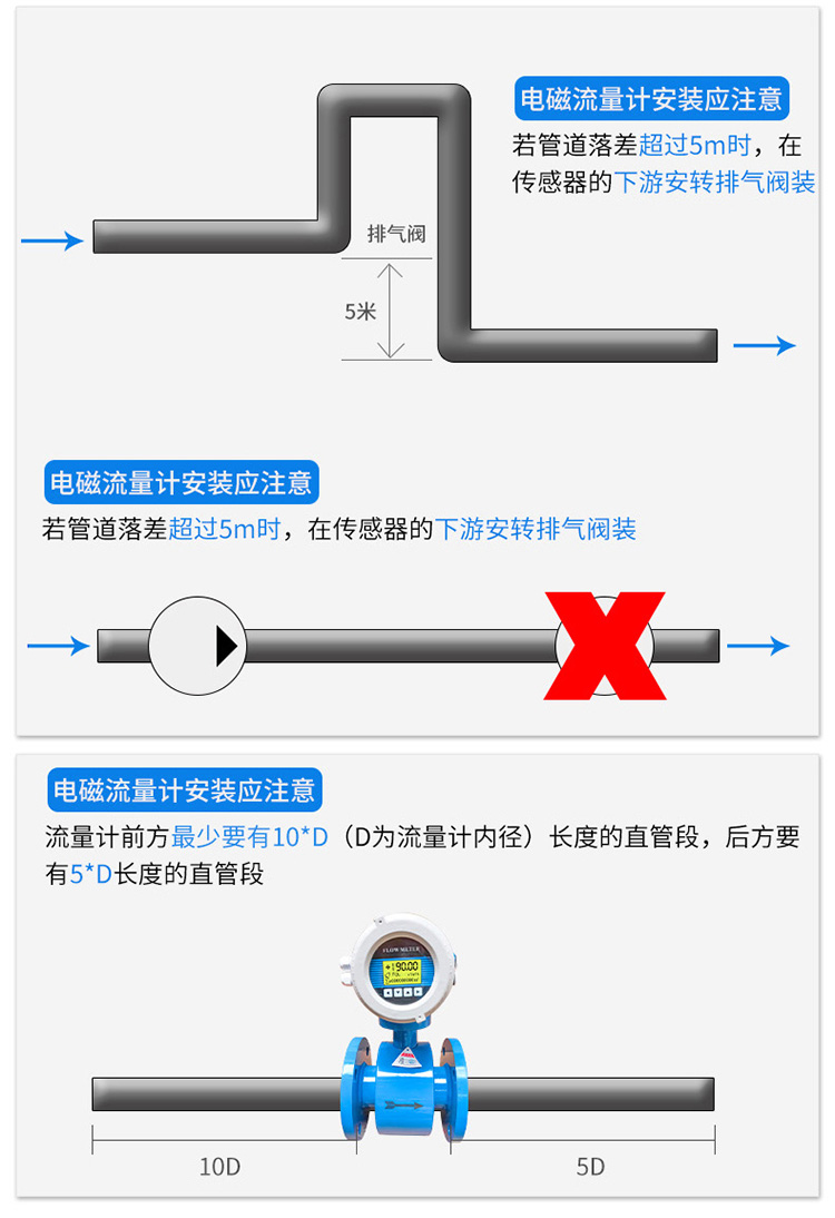 大口徑水流量計安裝注意事項(xiàng)